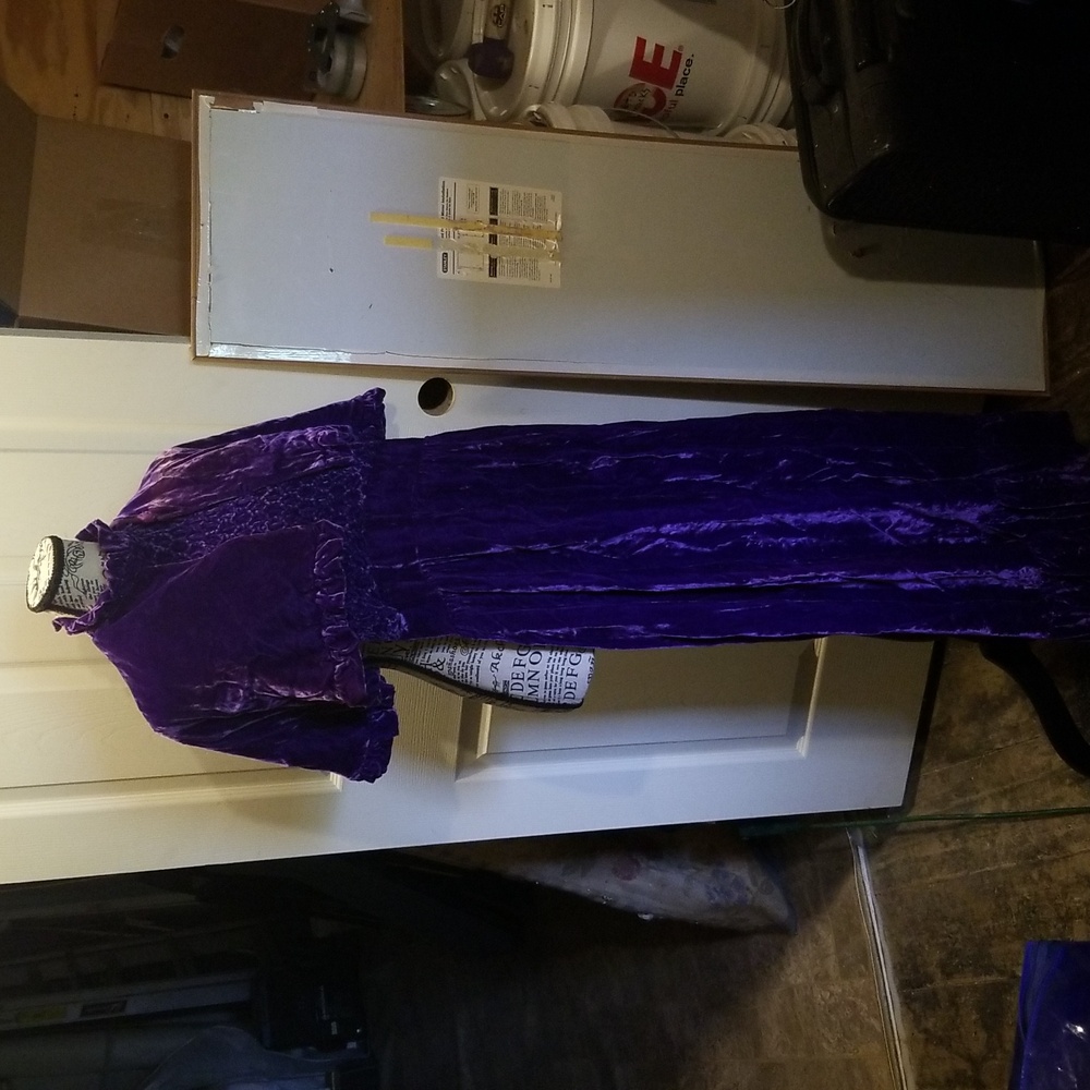 Women's Petite Purple Velvet Dress with matching velvet cape